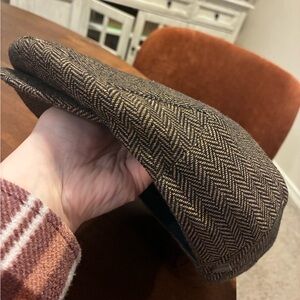 Brixton Brown Herringbone Cap with Red Lining